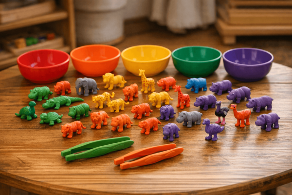 Montessori hra pro batolata safari zviratka pro rozvoj pocit 1772406068676